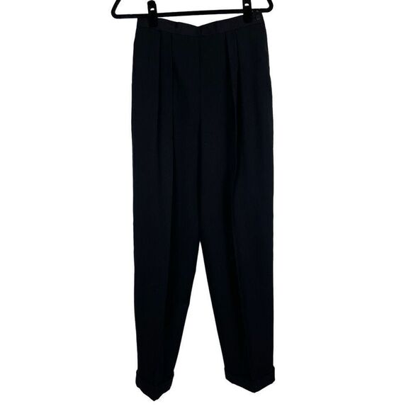 Vintage Ciao Sport 100% Wool Pleated Black High Rise Trouser - Women’s 10 - Picture 1 of 6